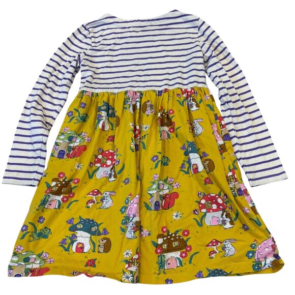 Mini Boden Girls Long Sleeve Stripe & Forest Print Dress 8-9Y - Picture 4 of 5